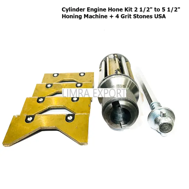 CYLINDER ENGINE HONE KIT- 2-1/2" to 5-1/2" Honing Machine + 4 Grit Stones Combo