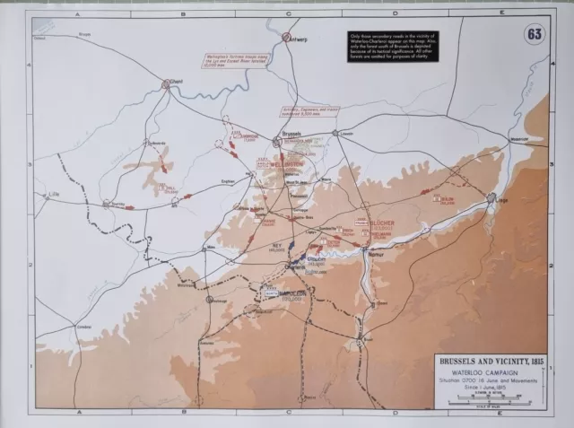 Modern West Point Map Napoleonic Wars Brussels Waterloo Campaign Wellington