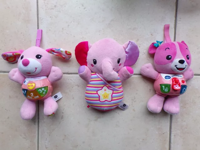 Collection de 3 peluches Vtech Baby : Chant'toutou - Elephant dodo - Ourson Nina