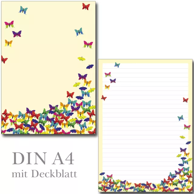 Schreibblock bunte Schmetterlinge A4 26 Blatt Briefpapier Motivpapier Briefblock