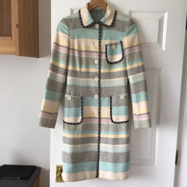 Missoni multicoloured silk wool blend button up coat UK8 lined pockets exc con