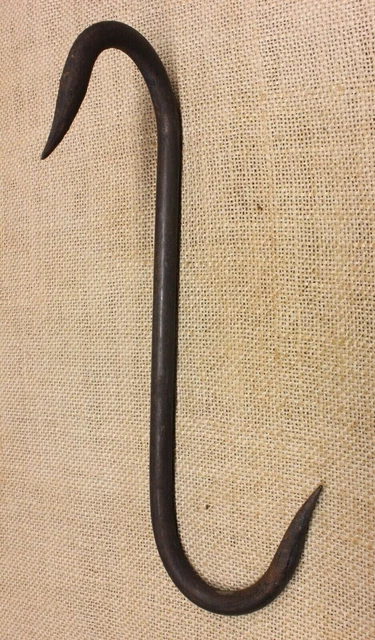Vintage Old Smoke House Meat “S” Hook Rustic 1/4 Twist Turn Wrought Iron Hearth