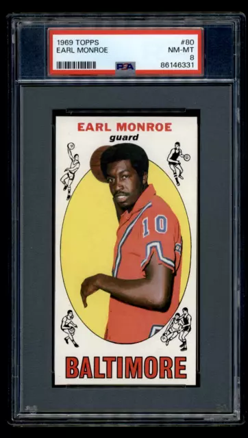 86146331 1969-70 Topps #80 Earl Monroe RC Rookie Baltimore Bullets PSA 8 NM-MT