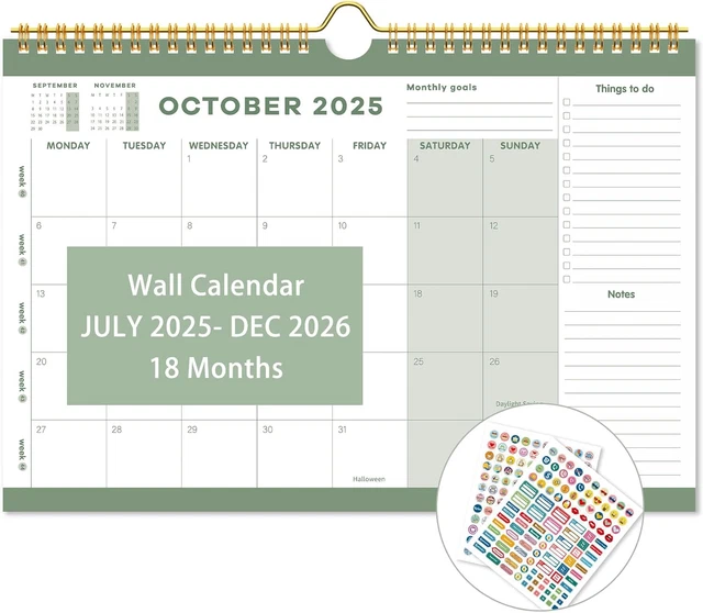 2026 CALENDAR - July 2025-December 2026 - Academic Year Monthly Wall
