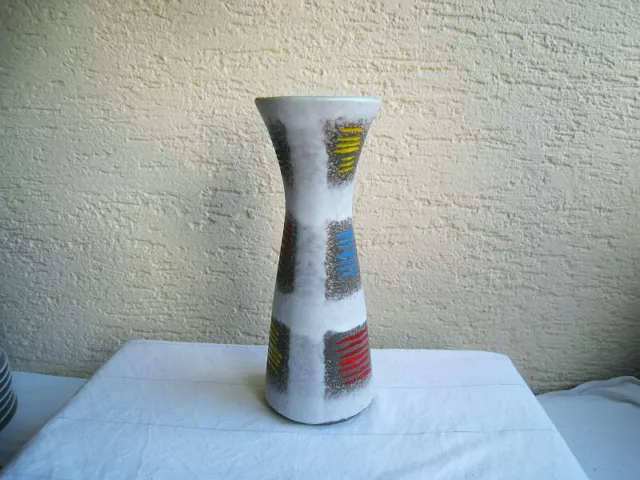 Jasba Vase 602/27 bunte Streifen Höhe 27 cm Keramik West Germany WGP -60er Jahre