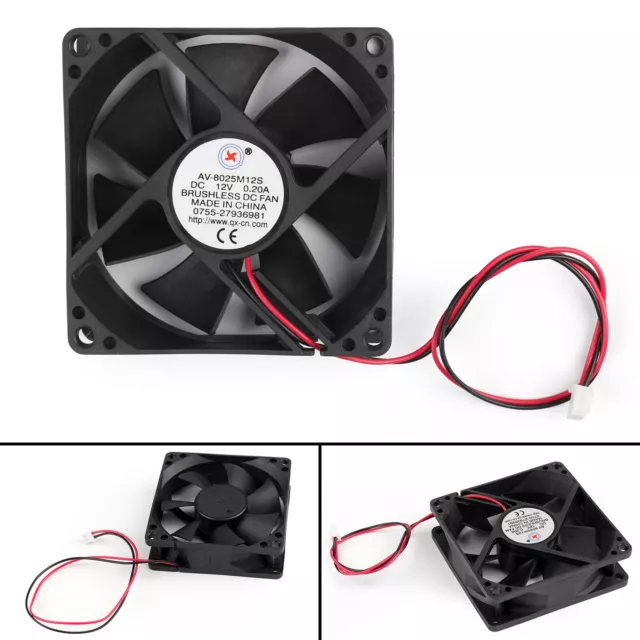 DC Brushless Cooling PC Computer Fan 12V 8025s 80x80x25mm 0.2A 2 Pin Wire A9