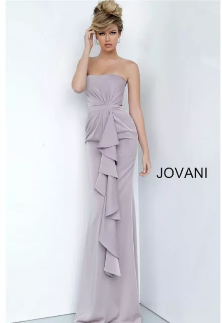 NWOT Mauve Strapless Ruffled Evening Gown Jovani Prom Formal Style 67376 Size 10