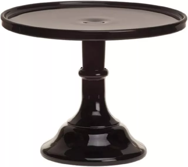 Cake Plate Pastry Tray Bakers Stand Plain & Simple Mosser USA - Black Glass 12"