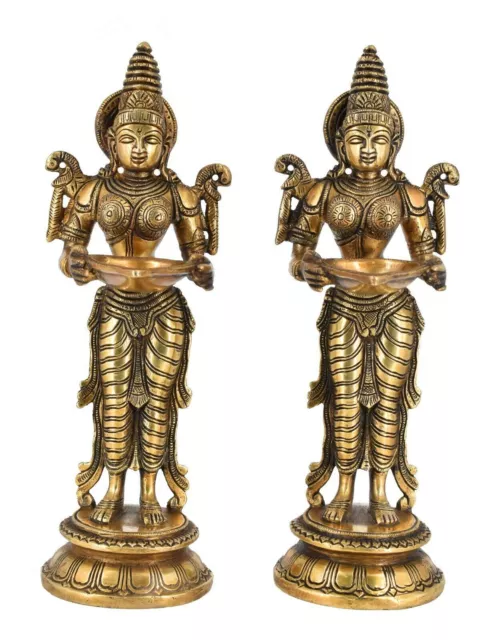 Whitewhale Brass DeepLaxmi statue with diya holder space - Deep Lakshmi Statue