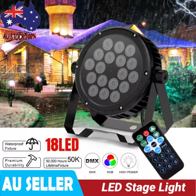 18LED DMX RGBW 7CH Par Stage Lights Color Change DJ Party Disco Show Lighting AU