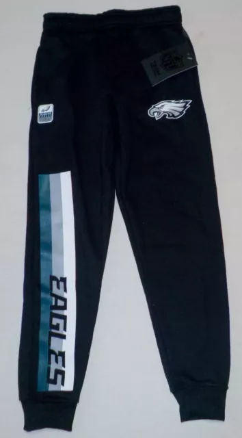 Philadelphia Eagles Youth Sweatpants S M L Nwt Black Polyester Boys Logo