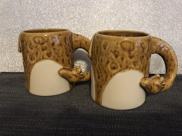 Giraffe 3D Hand-Painted  Ceramic Mug Set Of 2 - Schurman Retail Group - Preowned