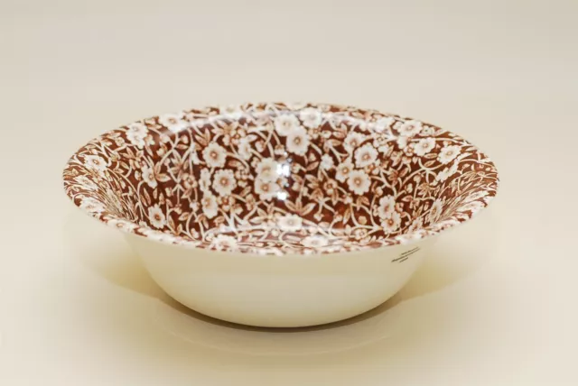Staffordshire Calico Brown Round Vegetable Bowl 8 3/8 Inch