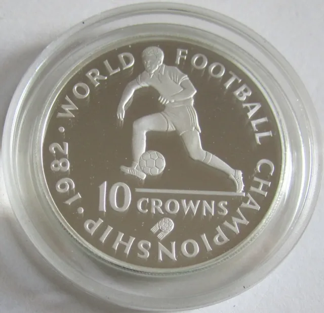 Turks & Caicos Islands 10 Crowns 1982 Football World Cup in Spain Striker Silver