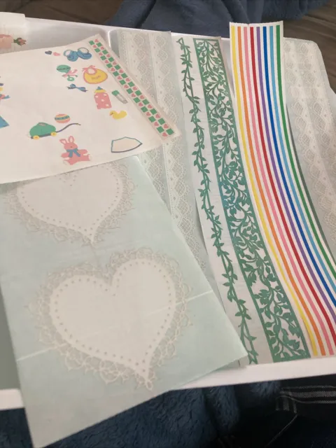 mrs grossman stickers lot vintage strips lace big heart baby ivy leaves rainbow