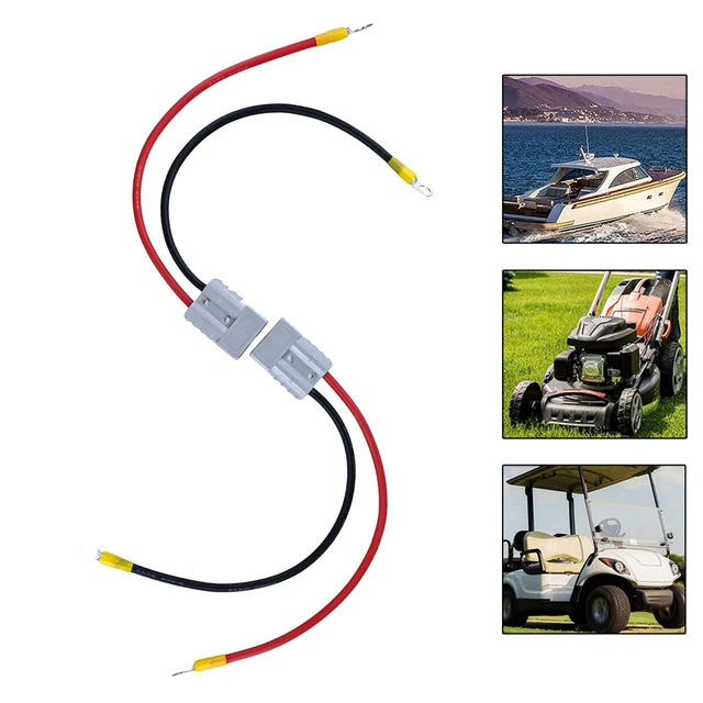 Connecteur Batterie 50A 600V - 4 Pièces Avec Câbles 30cm, Pour Solaire, Voiture, Bateau Et Chariots