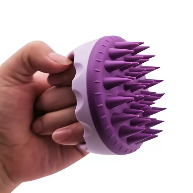 Portable Silicone Shampoo Brush Handheld Round Soft Scalp Massage Hair Br-wf