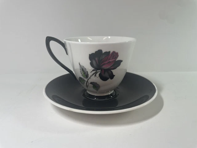 Royal Albert Masquerade Teacup & Saucer Red Black Rose Bone China