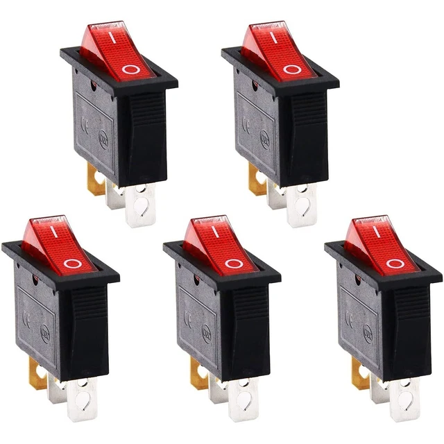 5pcs KCD3 Interrupteur à Bascule Plastique + Métal AC 250V 16A &ac 125V 20A 3