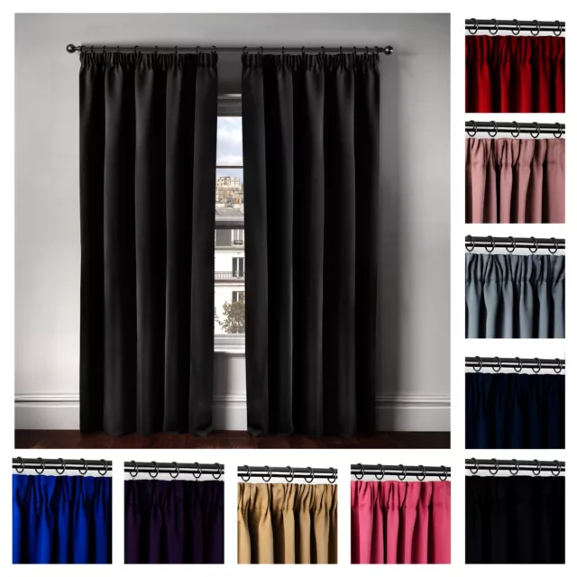 Thermal Thick Blackout Curtains Ready Made Pencil Pleat Curtains � Cali