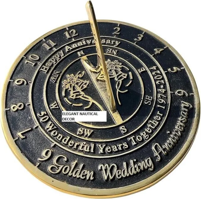 50th Golden Wedding Anniversary Large Sundial Gift 10 inches Home and Garden,