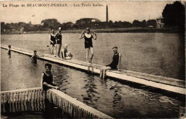 CPA La Plage de Beaumont-Persan - Les Trois bains (290631)