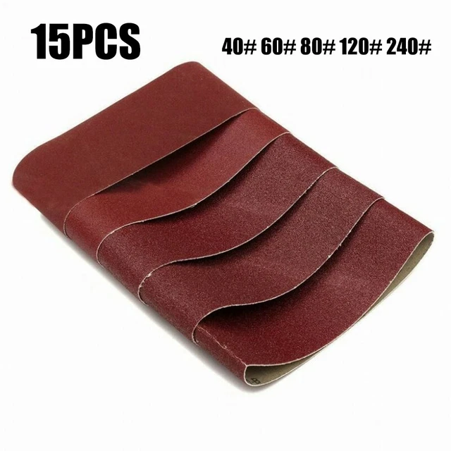 15 piezas/juego de cinturones de lijado abrasivos 40 60 80 120 240 arena mixta 75x457 mm