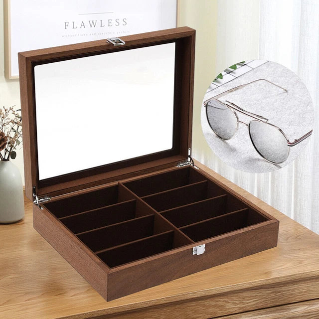 Eyeglass Sunglasses Organizer 8 Grid Glasses Display Wood Case Collection Box! Eyeglass Sunglasses Organizer 8 Grid Glasses Display Wood Case Collection Box!