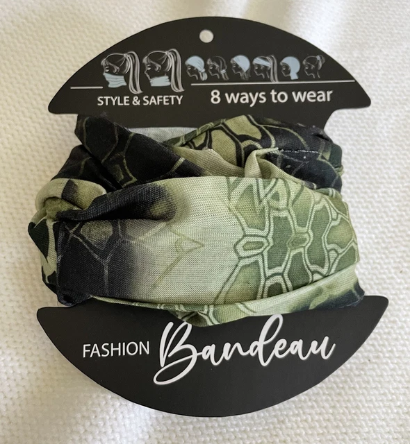 Fashion Bandeau Face Mask Neck Gator Green Alligator Snake Print New
