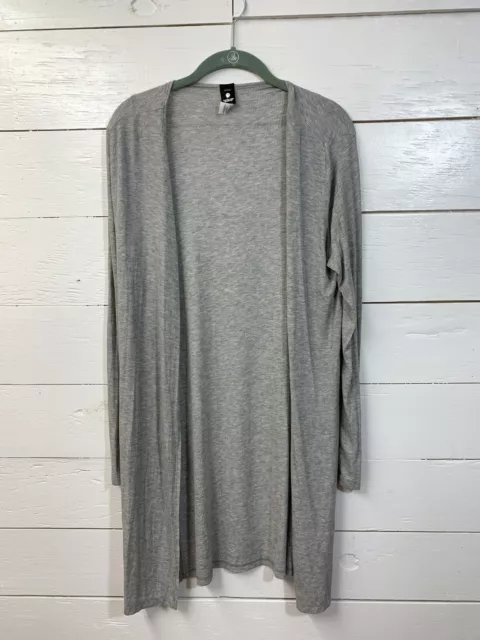 Electric Yoga Light Gray Ribbed Slitted Cardigan Womens L Open Front Lightweight