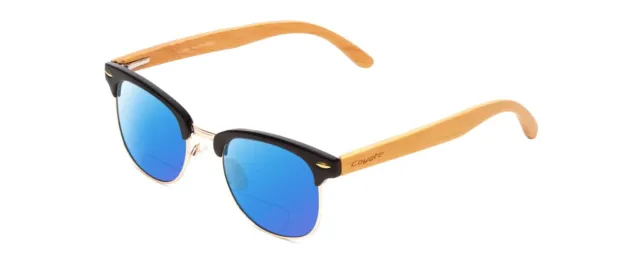 Coyote Country Club Polarized Bi-Focal Sunglasses in Black Gold/Blue Mirror+1.50