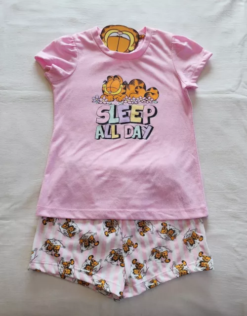 Nickelodeon Garfield Girls Pink Sleep All Day Printed 2 Piece Pyjama Set Size 5