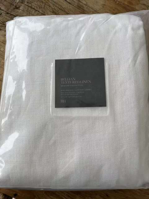 Restoration Hardware NEW Belgian Textured Linen Rod Pocket 50x108” Off-White