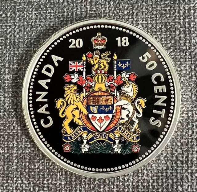 2018 Canada COLORED 50 Cent $0.50 Silver Proof Fifty Cent Coin Heavy Cameo