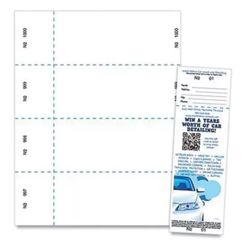 Blanks/usa 10X9WH Jumbo Micro-perforated Event/raffle Ticket, 90 Lb, 8.5 X 11,