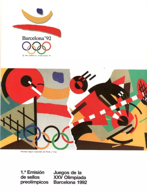 Documento Olímpico Filatelico Barcelona 92 Coob. 1º Emisión Preolímpica