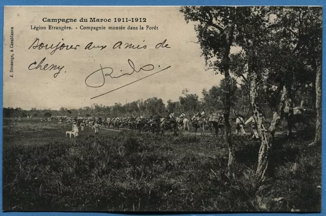 CPA: Campagne du Maroc 1911-1912 - Légion Etrangère - Compagnie montée en Forêt