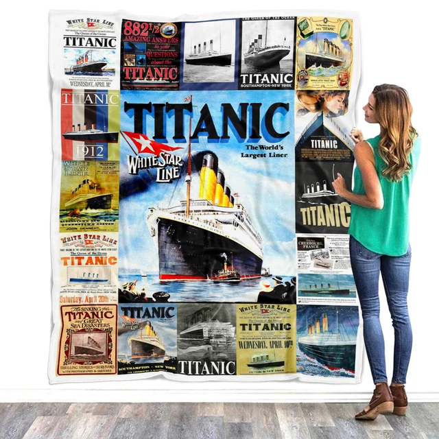TITANIC BLANKET, TITANIC White Star Line Fleece, Sherpa Blanket Gift