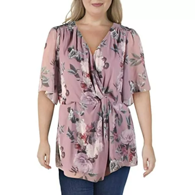 MSRP $75 City Chic Womens Plus Rosewood Floral Floral Print Blouse Size 22W