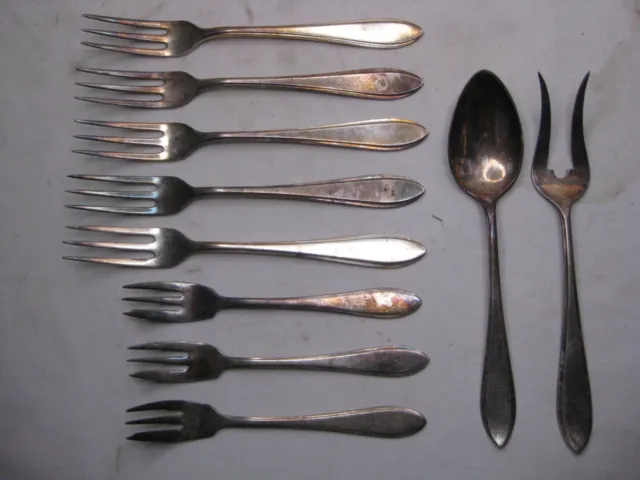 10 vintage antique E GERO 90 G-Z forks fork w/ one  spoon set