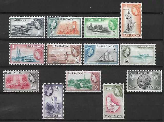 BARBADOS 1953/61 Stamps Set of 13 SG289/301 Mounted Mint