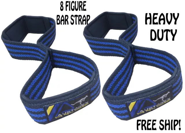 Austodex Weight Lifting 8 Figure Straps Padded Gym Bar Fitness Loop Wraps Gloves