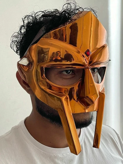 Gladiator Mask Mad villain Golden Finish Brass MF Doom Face Armour Medieval