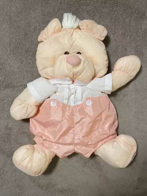 Vintage 1986 Puffalump Bear Cub Peach Plush 8006 Fisher Price Toy Good Condition