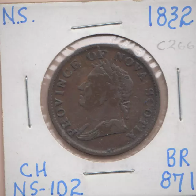 Ns-1D2 1832 Nova Scotia Half Penny Still In Holder I Purchased About 20 Yrs.