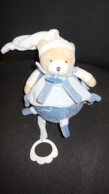 DOUDOU ET COMPAGNIE peluche musical ours Petit chou bleu blanc musique