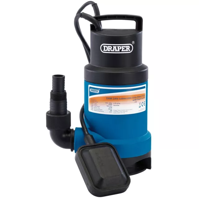 1x Draper Submersible Dirty Water Pump With Float Switch 166L/Min - 61621