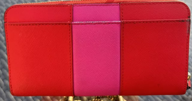 Kate Spade Cedar Street Racing Stripe Wallet Pink Red Flaw 2