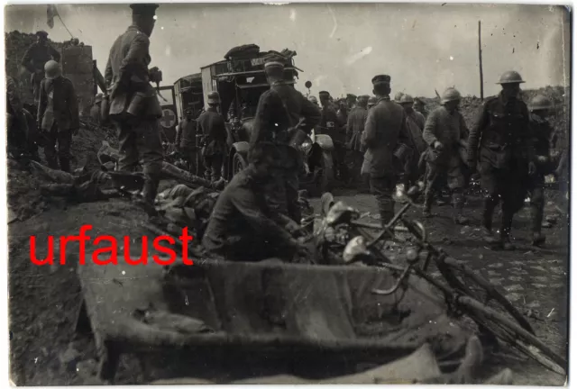 German WWI Photo British POWs Flanders Steel Helmet Mesen Messines Belgium