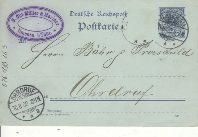 Post Deutschland Deutsches Reich Bedarfskarte, Ilmenau 08.08.00